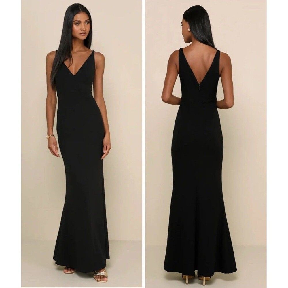 Lulus Melora Black Sleeveless Maxi Dress Size XS NWT Wedding Formal Black Tie